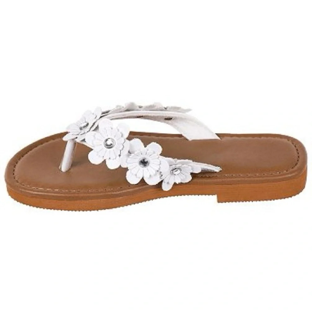Elli by Capelli Flowers Matte Faux Leather Girls Thong Sandals Size 12-13 NEW - Picture 8 of 9